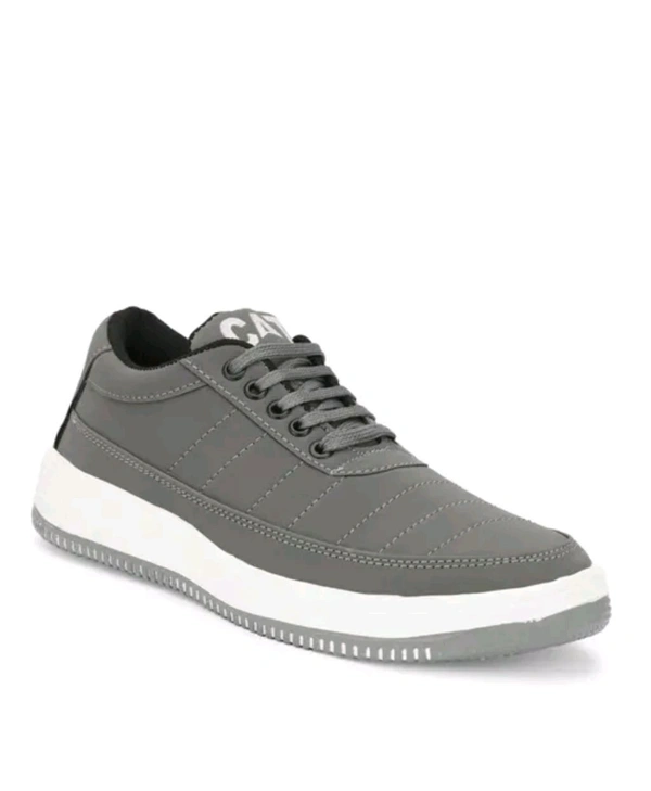 Sports Shoes 
Name: Sports Shoes 
Material: Syntethic Leather
Sole Material: PU
Fastening & Back Detail: Lace-Up
Pattern: Solid
Net Quantity (N): 1
Running/walk shoes/party wear shoes
Sizes: 
IND-6 (Foot Length Size: 25 cm, Foot Width Size: 10 cm) 
IND-7 (Foot Length Size: 25.5 cm, Foot Width Size: 10.1 cm) 
IND-8 (Foot Length Size: 26 cm, Foot Width Size: 10.2 cm) 
IND-9 (FootLeng - 7
