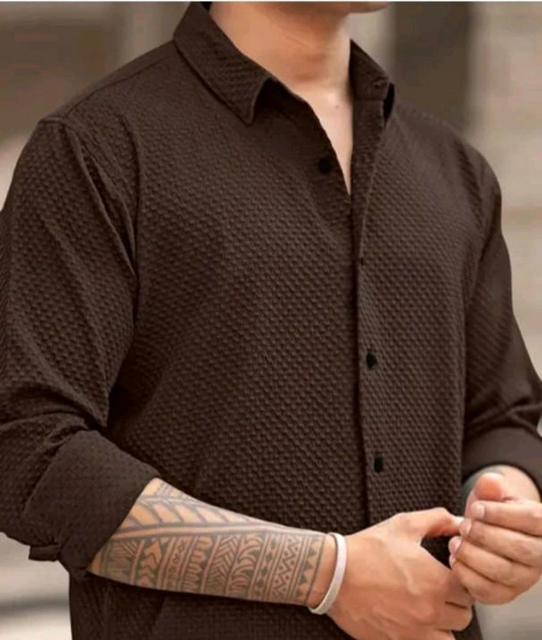 Braown Shirt Under 100 Boy Shirt Man Shirts Korian Style Shirt For Men Trendy Designer Men Shirts
Name: Trendy Designer Men Shirts
Fabric: Cotton Blend
Sleeve Length: Long Sleeves
Pattern: Striped
Net Quantity (N): 1
 - S