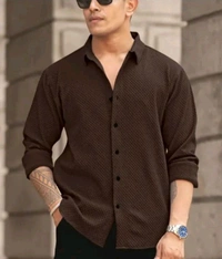 Braown Shirt Under 100 Boy Shirt Man Shirts Korian Style Shirt For Men Trendy Designer Men Shirts
Name: Trendy Designer Men Shirts
Fabric: Cotton Blend
Sleeve Length: Long Sleeves
Pattern: Striped
Net Quantity (N): 1
 - S