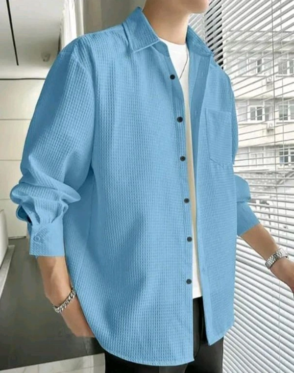 Blue Shirt Under 100 Boy Shirt Man Shirts Korian Style Shirt For Men Trendy Designer Men Shirts
Name: Trendy Designer Men Shirts
Fabric: Cotton Blend
Sleeve Length: Long Sleeves
Pattern: Striped
Net Quantity (N): 1
 - Xl