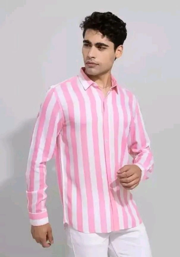 Pink Lining Shirt Under 100 Boy Shirt Man Shirts Korian Style Shirt For Men Trendy Designer Men Shirts
Name: Trendy Designer Men Shirts
Fabric: Cotton Blend
Sleeve Length: Long Sleeves
Pattern: Striped
Net Quantity (N): 1
 - M