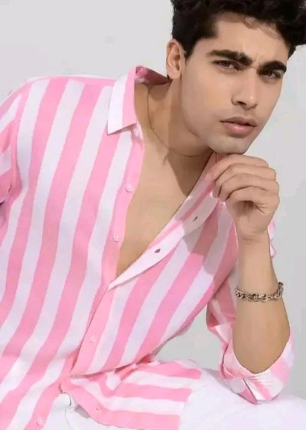 Pink Lining Shirt Under 100 Boy Shirt Man Shirts Korian Style Shirt For Men Trendy Designer Men Shirts
Name: Trendy Designer Men Shirts
Fabric: Cotton Blend
Sleeve Length: Long Sleeves
Pattern: Striped
Net Quantity (N): 1
 - M