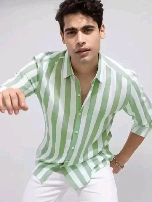 Olive Green Shirt Under 100 Boy Shirt Man Shirts Korian Style Shirt For Men Trendy Designer Men Shirts
Name: Trendy Designer Men Shirts
Fabric: Cotton Blend
Sleeve Length: Long Sleeves
Pattern: Striped
Net Quantity (N): 1
 - Xl