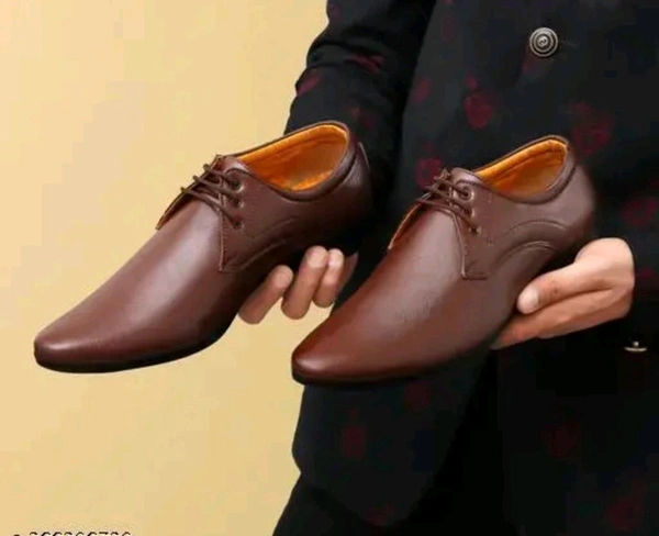 Groofer Men's Brown Sythentic Leather Formal SHoes 
Name: Groofer Men's Brown Sythentic Leather Formal SHoes 
Material: Syntethic Leather
Sole Material: PVC
Sizes: 
IND-6 (Foot Length Size: 25.4 cm) 
IND-7 (Foot Length Size: 26.1 cm) 
IND-8 (Foot Length Size: 26.8 cm) 
IND-9 (Foot Length Size: 27.5 cm) 
IND-10 (Foot Length Size: 28.2 cm - 6