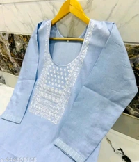 Light Blue  Cotton Woman Kurti Pant Set Girl Kurta Set NEW DESING KURTA SET 
Name: NEW DESING KURTA SET 
Kurta Fabric: Cotton
Bottomwear Fabric: Cotton
Sleeve Length: Three-Quarter Sleeves
Pattern: Solid
Set Type: Kurta with Dupatta and Bottomwear
Stitch Type: Stitched
Net Quantity (N): Single
Sizes: 
S - L