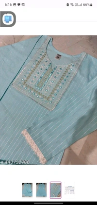 Soft Blue Cotton Woman Kurti Pant Set Girl Kurta Set NEW DESING KURTA SET 
Name: NEW DESING KURTA SET 
Kurta Fabric: Cotton
Bottomwear Fabric: Cotton
Sleeve Length: Three-Quarter Sleeves
Pattern: Solid
Set Type: Kurta with Dupatta and Bottomwear
Stitch Type: Stitched
Net Quantity (N): Single
Sizes: 
S - L