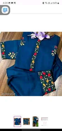 Dark Blue Cotton Woman Kurti Pant Set Girl Kurta Set NEW DESING KURTA SET 
Name: NEW DESING KURTA SET 
Kurta Fabric: Cotton
Bottomwear Fabric: Cotton
Sleeve Length: Three-Quarter Sleeves
Pattern: Solid
Set Type: Kurta with Dupatta and Bottomwear
Stitch Type: Stitched
Net Quantity (N): Single
Sizes: 
S - M