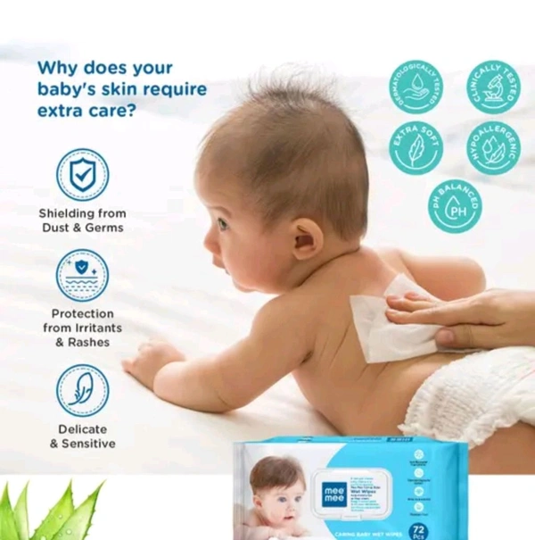Baby Wet Wipes with lid, 72 Pcs with Aloe Vera, Baby Romaal Paraben Free, Pack of 3 (216 Sheets)
Name: Baby Wet Wipes with lid, 72 Pcs with Aloe Vera, Paraben Free, Pack of 3 (216 Sheets)
Product Name: Mee Mee Caring Baby Wet Wipes With Lid - 72 Pieces
Net Quantity (N): 1

Country of Origin: India