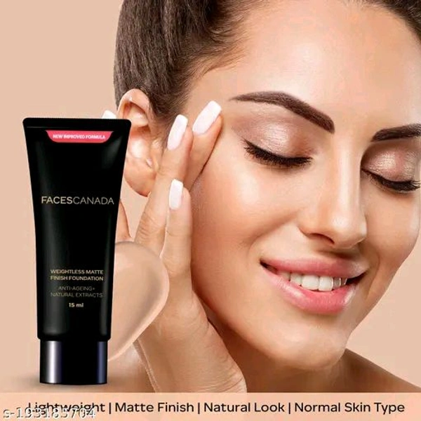 Weightless Matte Finish Foundation - Natural 02, 18 ml
Name: Weightless Matte Finish Foundation - Natural 02, 18 ml
Product Name: FACES CANADA Weightless Matte Finish Foundation Natural 02 18ml 
Brand Name: Faces Canada
Finish: Matte
Net Quantity (N): 1
