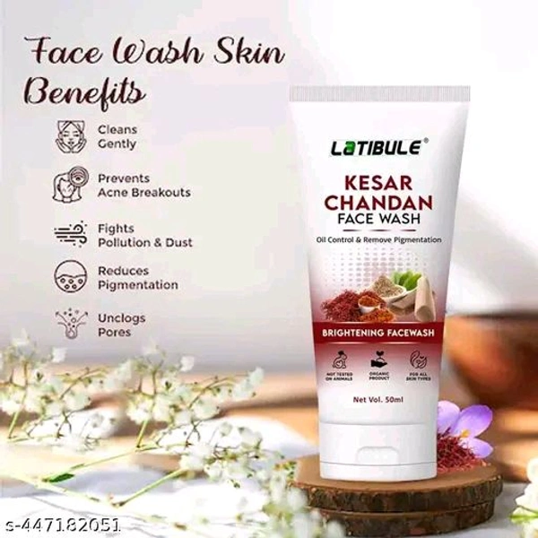 Latibule Kesar Chandan Face Wash, Skin Lightening & Tan Removal Face wash,Oil Controal & Remove Pigmentation Tan Removal Face Wash, All Skin Types Face Wash 50ml(Pack of 1)
Name: Latibule Kesar Chandan Face Wash, Skin Lightening & Tan Removal Face wash,Oil Controal & Remove Pigmentation Tan Removal Face Wash, All Skin Types Face Wash 50ml(Pack of 1)
Net Quantity (N): 1
