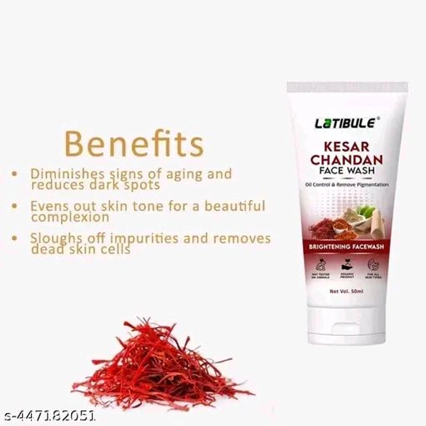 Latibule Kesar Chandan Face Wash, Skin Lightening & Tan Removal Face wash,Oil Controal & Remove Pigmentation Tan Removal Face Wash, All Skin Types Face Wash 50ml(Pack of 1)
Name: Latibule Kesar Chandan Face Wash, Skin Lightening & Tan Removal Face wash,Oil Controal & Remove Pigmentation Tan Removal Face Wash, All Skin Types Face Wash 50ml(Pack of 1)
Net Quantity (N): 1
