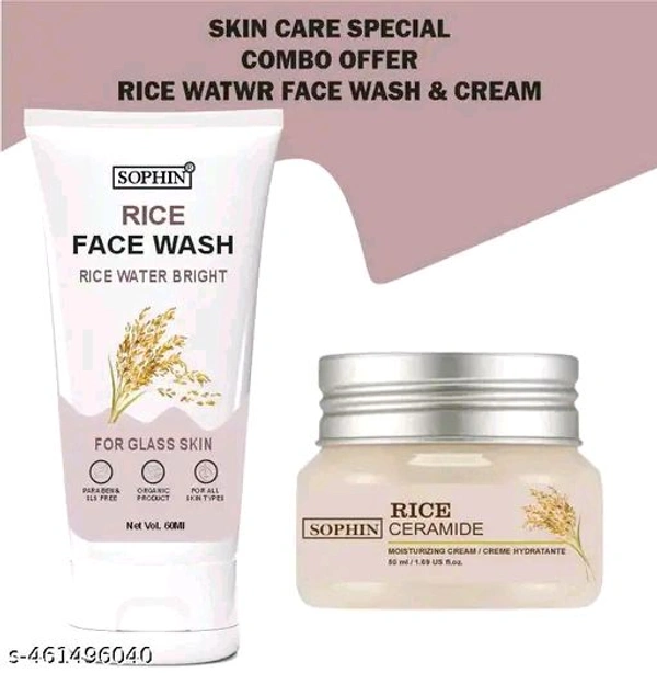 Rice Skin Whitening Cream & Facewash Look as U feel-Acne Care Face Cream, Face Cream For Oily Skin, Anti Pimple Cream, Face Cream For Women, Face Cream & Facewash For Men and Women 50 gm Each
Name: Rice Skin Whitening Cream & Facewash Look as U feel-Acne Care Face Cream, 
Brand: SOPHIN
Capacity: 100-200gm
Flavour: Almond
Net Quantity (N): 1
Skin Type: All Skin Types
