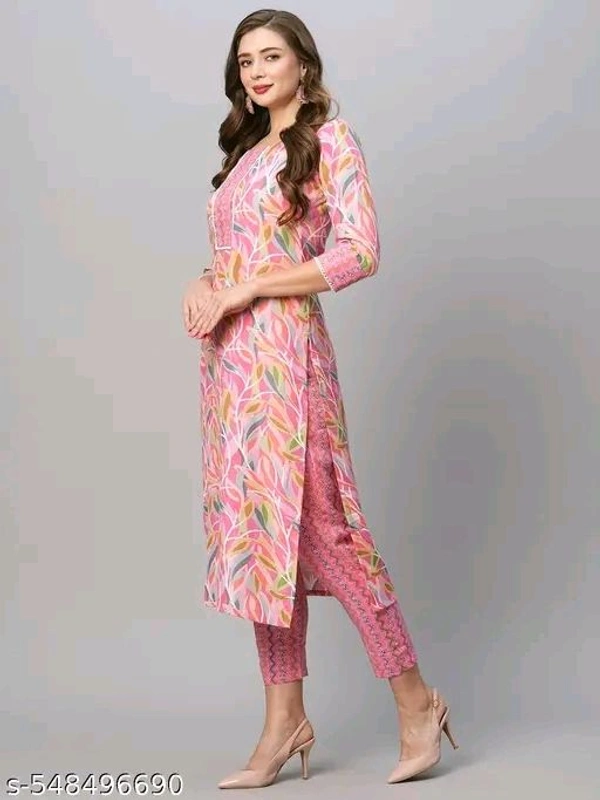 Pink cotton kurti with pent for women
Name: cotton kurti with pent for women
Kurta Fabric: Cotton
Bottomwear Fabric: Cotton
Kurta Color: Yellow
Bottomwear Color: Yellow
Sleeve Length: Three-Quarter Sleeves
Sleeve Styling: Regular
Neck: Round
Length: Calf Length
Pattern: Printed
Print or Pattern Type: Floral
Bottom Type: Pants
  - Xl