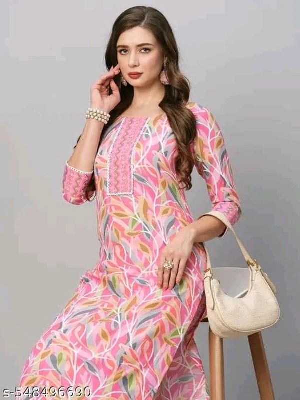 Pink cotton kurti with pent for women
Name: cotton kurti with pent for women
Kurta Fabric: Cotton
Bottomwear Fabric: Cotton
Kurta Color: Yellow
Bottomwear Color: Yellow
Sleeve Length: Three-Quarter Sleeves
Sleeve Styling: Regular
Neck: Round
Length: Calf Length
Pattern: Printed
Print or Pattern Type: Floral
Bottom Type: Pants
  - Xl