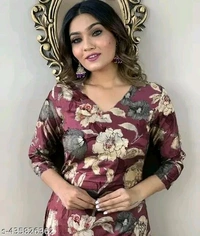 Kurti Set For Woman Girl Maroon Kurta Set Jivika Alluring Kurtis
Name: Jivika Alluring Kurtis
Fabric: Cotton
Sleeve Length: Three-Quarter Sleeves
Pattern: Printed
Combo of: Single
Sizes:
 - M