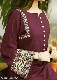 Maroon Kurti For Woman Girl Kurta Set Women Kurta with Trousers
Name: Women Kurta with Trousers
Kurta Fabric: Viscose Rayon
Bottomwear Fabric: Rayon
Sleeve Length: Three-Quarter Sleeves
Set Type: Kurta With Bottomwear
Bottom Type: Palazzos
Pattern: Solid
Net Quantity (N): Single
 - S