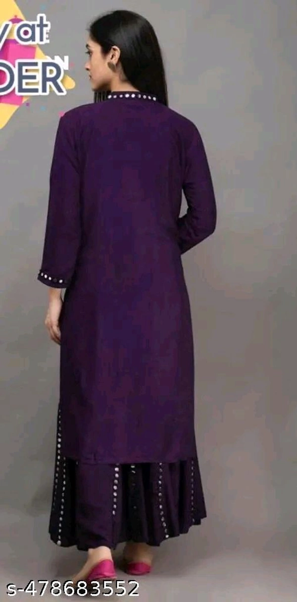 Maroon Kurta Set For Woman Girl Kurti Set Women's Solid Rayon Kurta with Sharara
Name: Women's Solid Rayon Kurta with Sharara

Sleeve Length: Three-Quarter Sleeves
Pattern: Solid
Sizes:
 - S