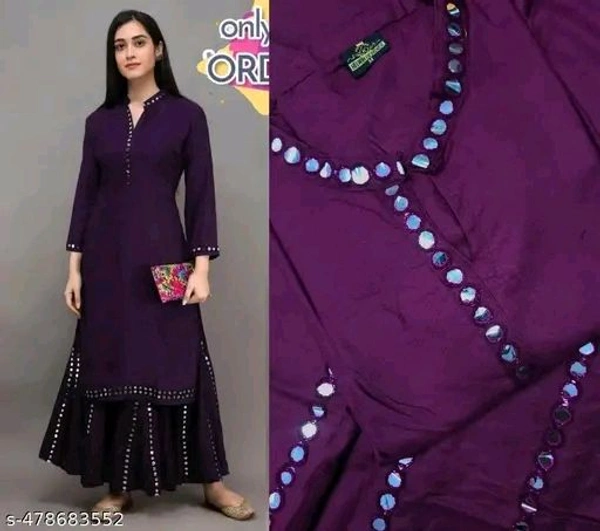 Maroon Kurta Set For Woman Girl Kurti Set Women's Solid Rayon Kurta with Sharara
Name: Women's Solid Rayon Kurta with Sharara

Sleeve Length: Three-Quarter Sleeves
Pattern: Solid
Sizes:
 - Xl