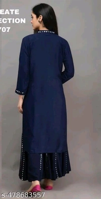 Blue Maroon Kurta Set For Woman Girl Kurti Set Women's Solid Rayon Kurta with Sharara
Name: Women's Solid Rayon Kurta with Sharara

Sleeve Length: Three-Quarter Sleeves
Pattern: Solid
Sizes:
 - M