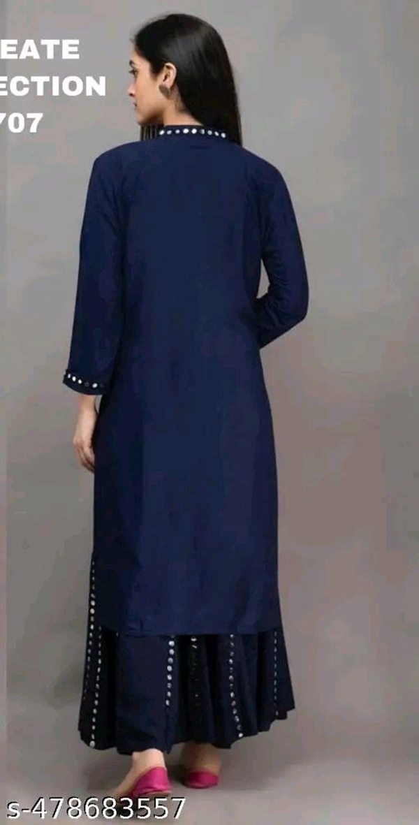 Blue Maroon Kurta Set For Woman Girl Kurti Set Women's Solid Rayon Kurta with Sharara
Name: Women's Solid Rayon Kurta with Sharara

Sleeve Length: Three-Quarter Sleeves
Pattern: Solid
Sizes:
 - M