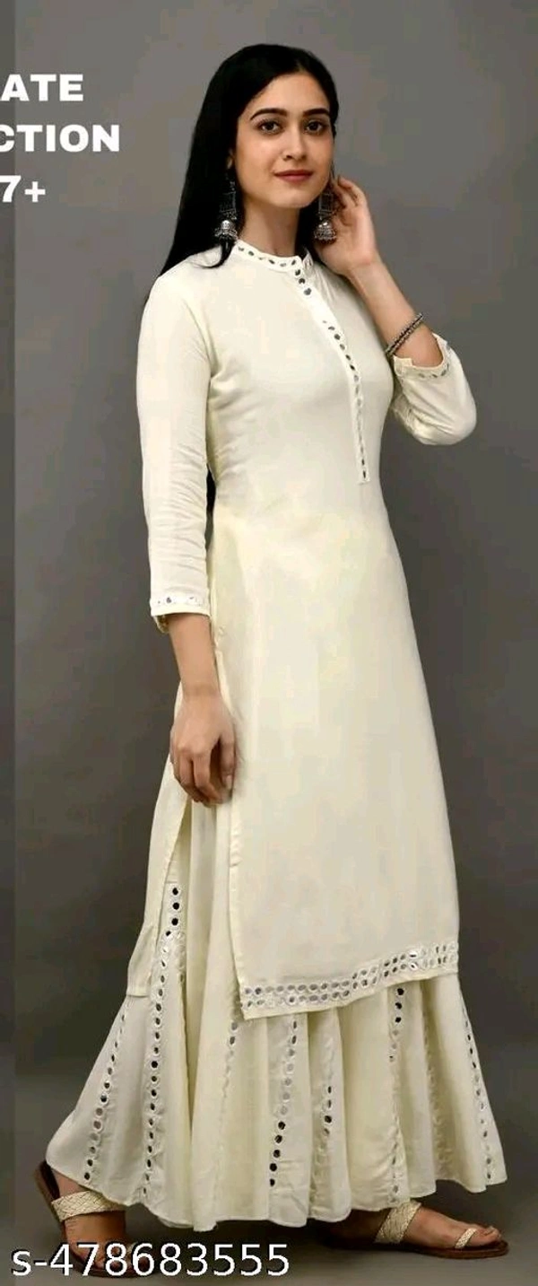 Cream Maroon Kurta Set For Woman Girl Kurti Set Women's Solid Rayon Kurta with Sharara
Name: Women's Solid Rayon Kurta with Sharara

Sleeve Length: Three-Quarter Sleeves
Pattern: Solid
Sizes:
 - M