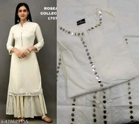 Cream Maroon Kurta Set For Woman Girl Kurti Set Women's Solid Rayon Kurta with Sharara
Name: Women's Solid Rayon Kurta with Sharara

Sleeve Length: Three-Quarter Sleeves
Pattern: Solid
Sizes:
 - L