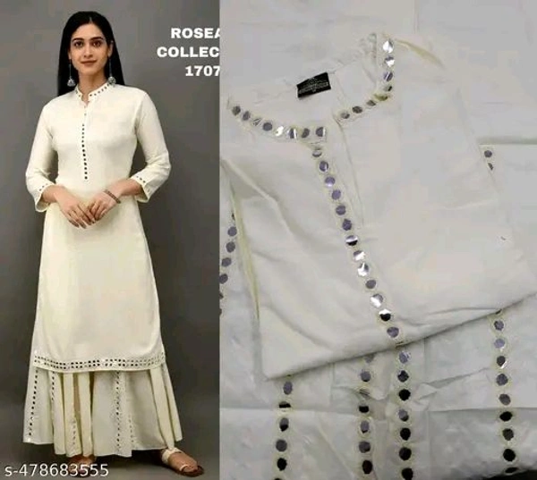 Cream Maroon Kurta Set For Woman Girl Kurti Set Women's Solid Rayon Kurta with Sharara
Name: Women's Solid Rayon Kurta with Sharara

Sleeve Length: Three-Quarter Sleeves
Pattern: Solid
Sizes:
 - L