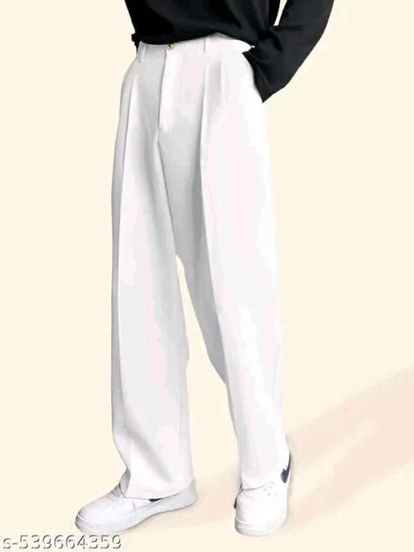 White Cotton Easthetic Korian Style Old Mony Pant For Man Mens Relax Fit Pant  - L