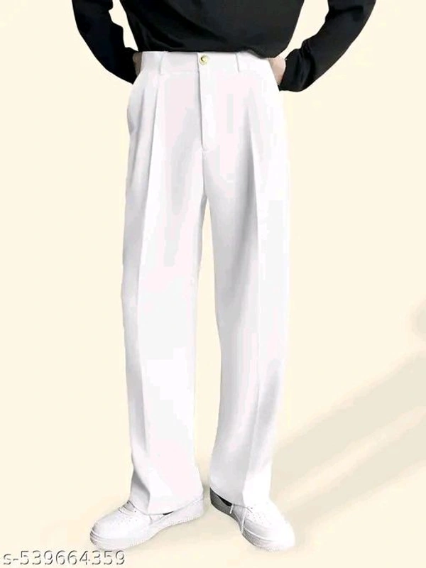 White Cotton Easthetic Korian Style Old Mony Pant For Man Mens Relax Fit Pant  - L