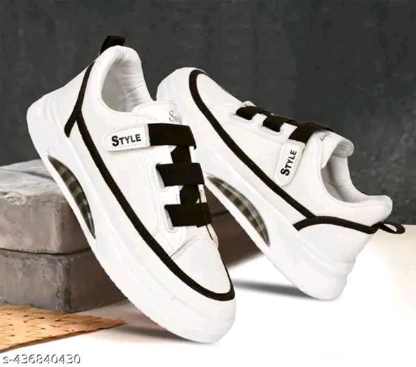 dxumello trendy shoe sneakers-for-men
Name: dxumello trendy shoe sneakers-for-men
Material: Leather
Sole Material: Rubber
Pattern: Solid
Fastening & Back Detail: Velcro
Net Quantity (N): 1
dxumello white stylish sneaker casual shoes 
Sizes: 

Country of Origin: India - 8