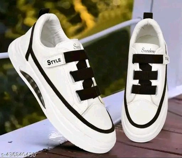 dxumello trendy shoe sneakers-for-men
Name: dxumello trendy shoe sneakers-for-men
Material: Leather
Sole Material: Rubber
Pattern: Solid
Fastening & Back Detail: Velcro
Net Quantity (N): 1
dxumello white stylish sneaker casual shoes 
Sizes: 

Country of Origin: India - 8