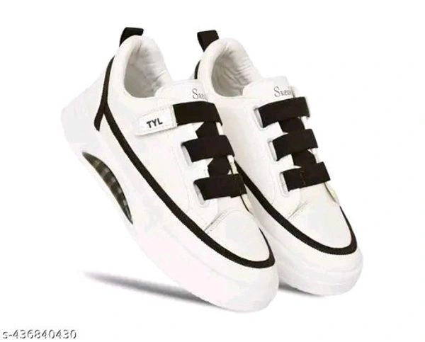 dxumello trendy shoe sneakers-for-men
Name: dxumello trendy shoe sneakers-for-men
Material: Leather
Sole Material: Rubber
Pattern: Solid
Fastening & Back Detail: Velcro
Net Quantity (N): 1
dxumello white stylish sneaker casual shoes 
Sizes: 

Country of Origin: India - 9