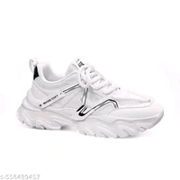 Men Sneakers
Name: Men Sneakers
Material: Mesh
Sole Material: PU
Pattern: Solid
Fastening & Back Detail: Lace-Up
Net Quantity (N): 1
Step into style and comfort with these ultra-modern white chunky sneakers. Designed with a breathable mesh upper, bold black accents, and a uniquely sculpted sole, these shoes offer both fashion- - 9