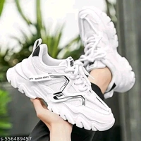 Men Sneakers
Name: Men Sneakers
Material: Mesh
Sole Material: PU
Pattern: Solid
Fastening & Back Detail: Lace-Up
Net Quantity (N): 1
Step into style and comfort with these ultra-modern white chunky sneakers. Designed with a breathable mesh upper, bold black accents, and a uniquely sculpted sole, these shoes offer both fashion- - 9