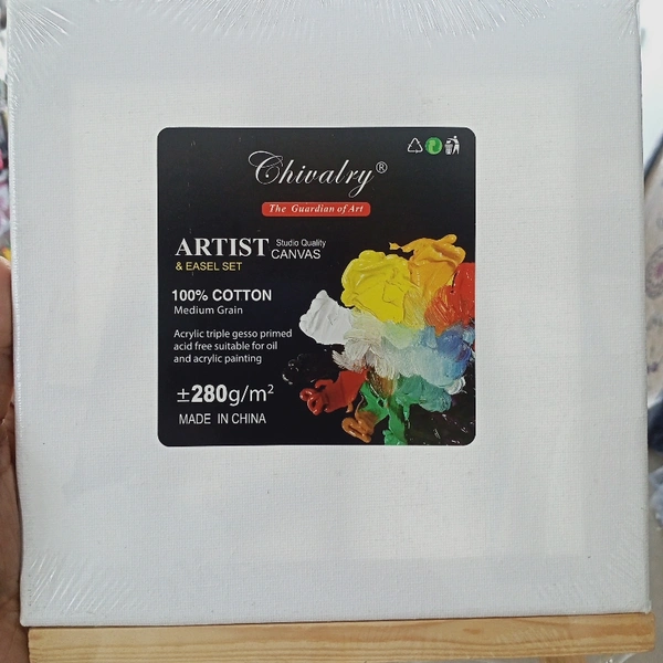 Wooden Easel With Canvas