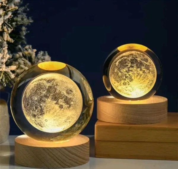 3D Galxy Crystal Ball Night Light - Bedroom Decor Crystal Lamp, 1+1 Free