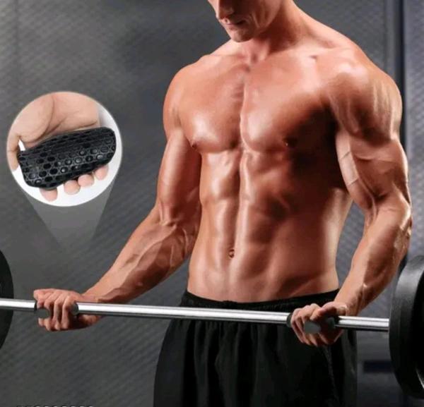 Gym Hand Grip For Gym, Palm Protection, Black Silicone Hand Gripper - Black