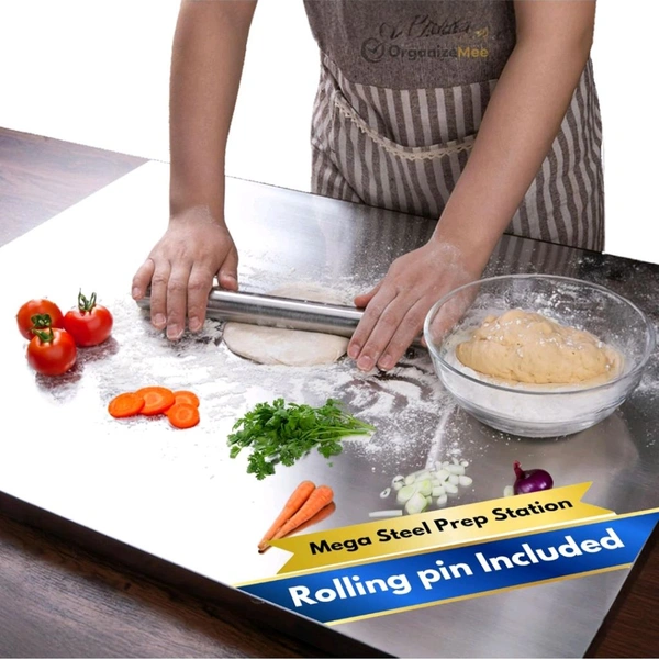 Steel Stainless Steel Chopping Board - Gray, (32 cm x 42 cm )