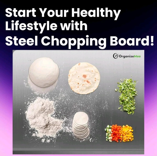 Steel Stainless Steel Chopping Board - Gray, (32 cm x 42 cm )