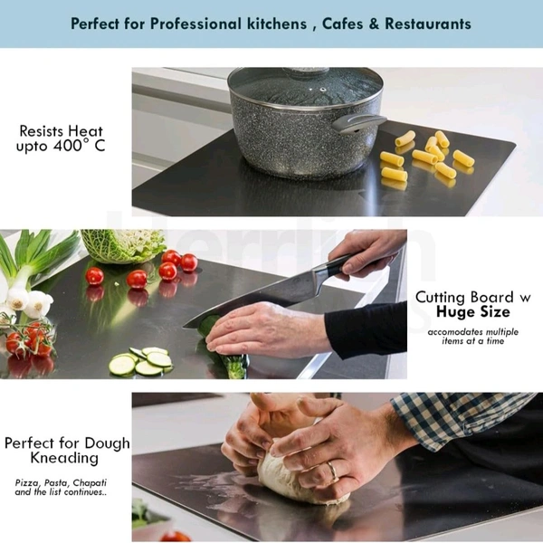 Steel Stainless Steel Chopping Board - Gray, (32 cm x 42 cm )