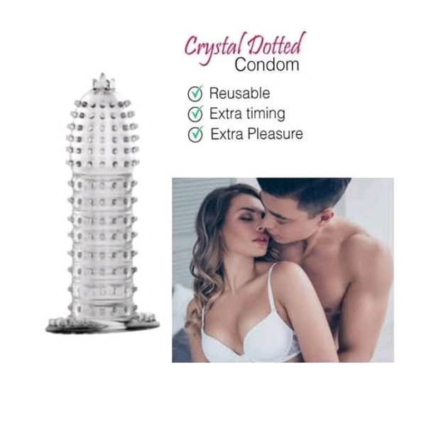 Reusable crystal condoms sleeves online are made of high-quality soft stretchy silicone 