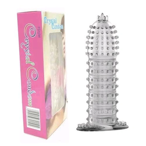 Reusable crystal condoms sleeves online are made of high-quality soft stretchy silicone 
