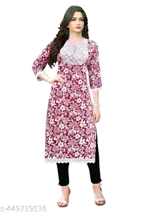 Printed women print embroidery kurti new design Maroon colour daily use fabric cotton 
 - Bright Turquoise, M