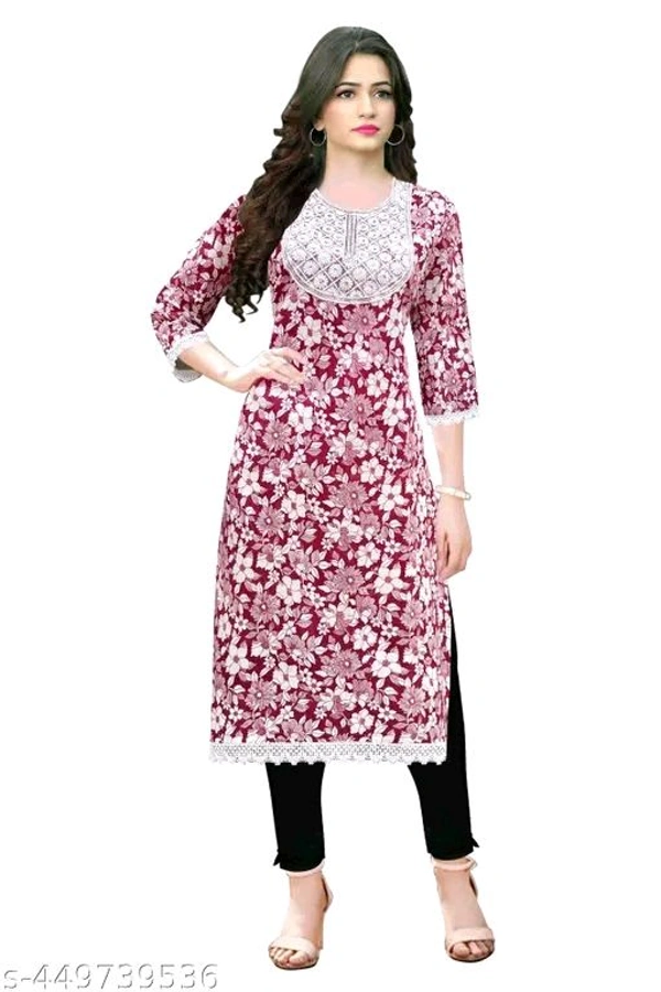 Printed women print embroidery kurti new design Maroon colour daily use fabric cotton 
 - Bright Turquoise, M