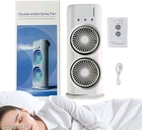 Portable Double Ended Mist Spray Fan – USB Rechargeable Air Cooler with 7 Colors LED Light
