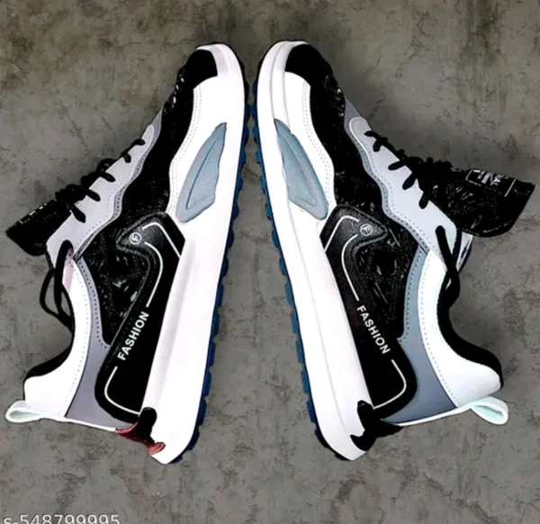Fashion Casual Sneaker Stylish Lace-Up Sports Shoes with Cushioned Rubber - Black, 9