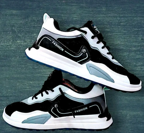 Fashion Casual Sneaker Stylish Lace-Up Sports Shoes with Cushioned Rubber - Black, 10