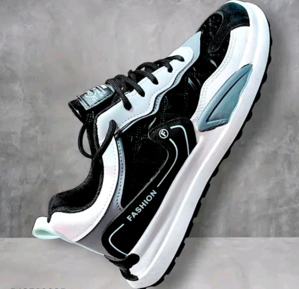 Fashion Casual Sneaker Stylish Lace-Up Sports Shoes with Cushioned Rubber - Black, 10