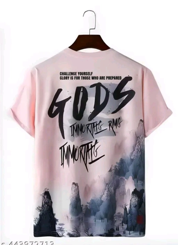Stylish Men's Graphic T-Shirt - Trendy Pink with Mountain Art & Bold Typogr... - Twilight, L