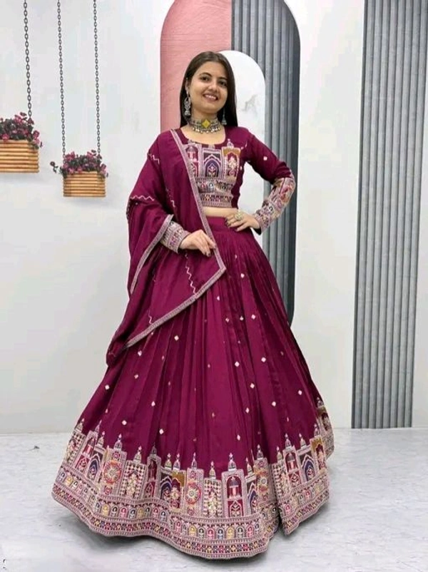 New Trendy Exclusive Deisgner Party Wear Wedding Look Heavy Glamorous Sequence Silk Blend Lehenga Choli - Semi Stitched